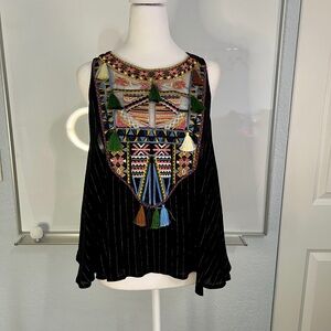 Alter’d State Black Embroidered Sleeveless Top S